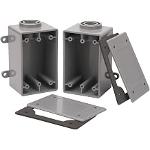 2Pack 1/2 Inch Rigid PVC Electrical Box Type FS, Single Gang Weatherproof Slip PVC Conduit Outlet Box FS Type with Cover and Gasket, Gray, 22 cu in