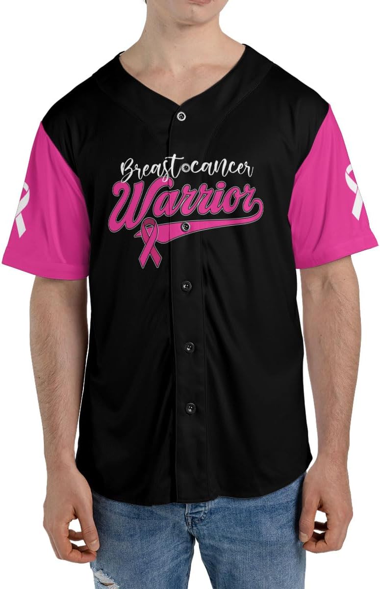 Personalized Breast Cancer Jersey, Pink Ribbon Awareness Soccer Shirt Baseball Breast Cancer Survivor Pride Jersey