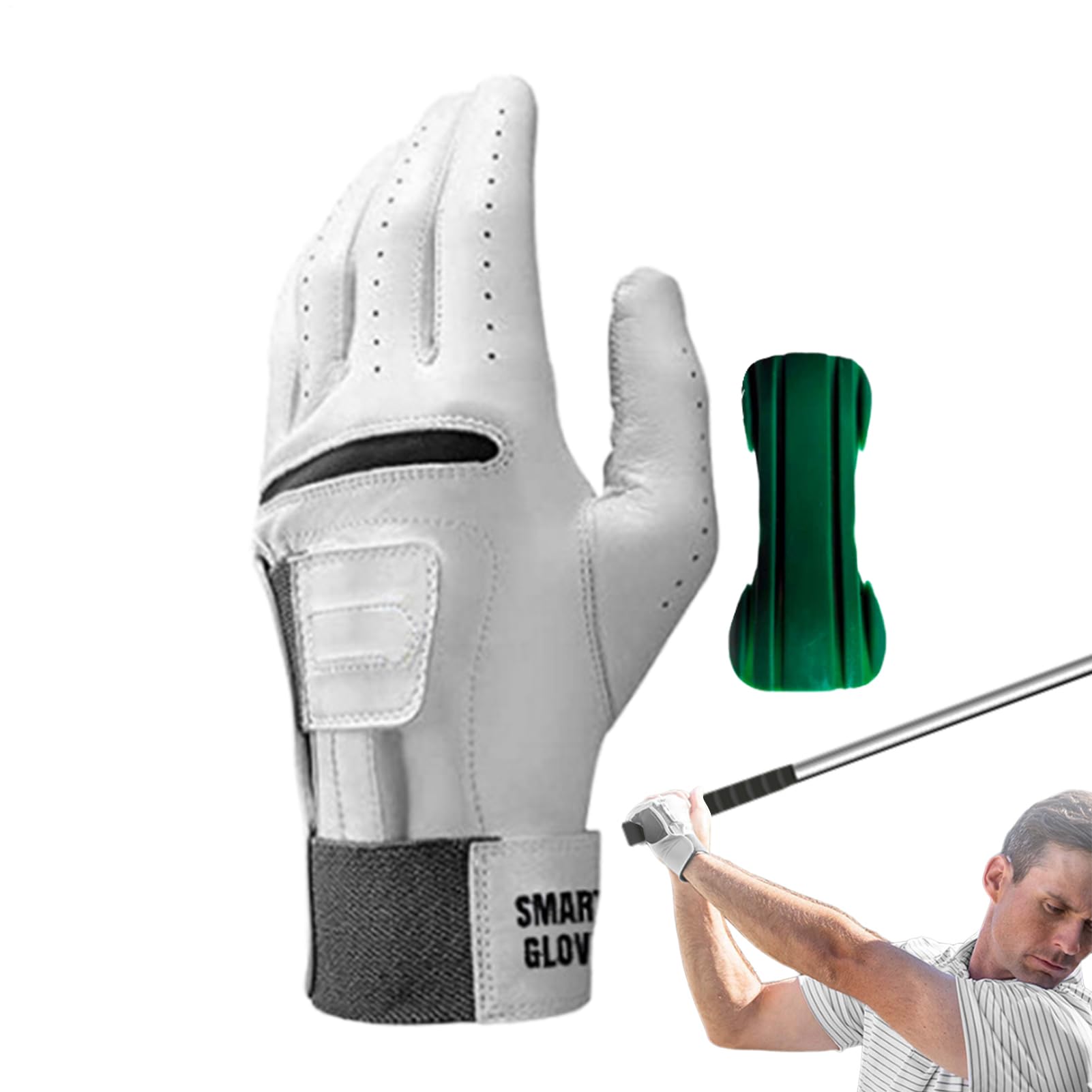 Guanti da golf per pratica, guanti da golf in pelle - Guanti da 2 | in 1 con fermo per polso | Strumento per praticare il in silicone antiscivolo per appassionati di, professioni e