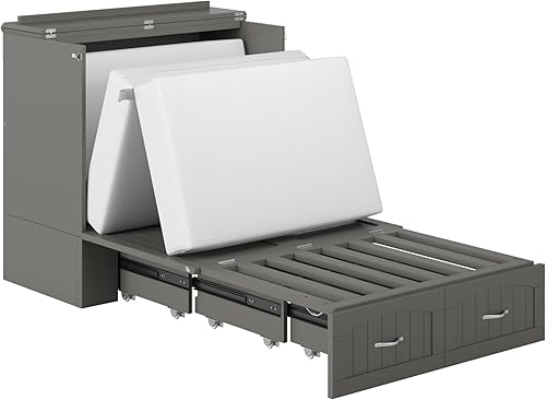 Miniatura 12 de AFI, Southampton Murphy - Cómoda de cama individual XL con colchón de 6 pulgadas, cajón de almacenamiento y cargador USB integrado, color gris