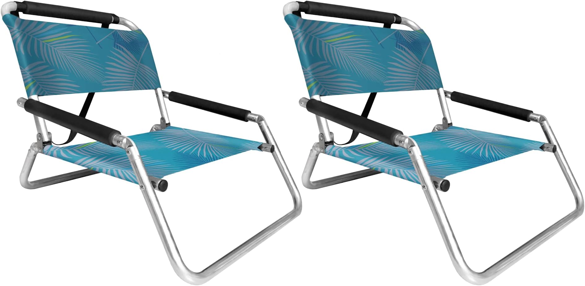 - Neso Beach Chairs - Lightweight, Portable and Foldable Recliner Beach Chairs for Park, Camping and Outdoor Adventures - with Slip Pockets and Shoulder Strap - 2 Pack - Aqua Fronds - Regular