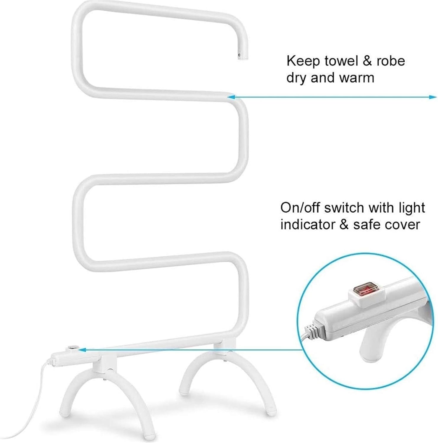 LUNEZY Towel Drying Rack Freestanding Electric Towel Warmer Rack Brushed Stainless Steel Built-in Thermostat Hot Towel Drying Rails - Brushed