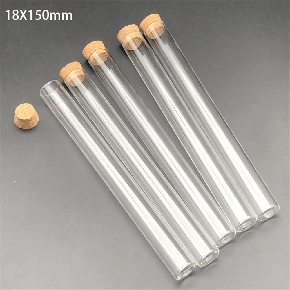 Szklane probówki z korkowymi zatyczkami ， Szklane probówki z płaskim dnem i korkami 18 x 150 mm, 29 ml, opakowanie 20 szt