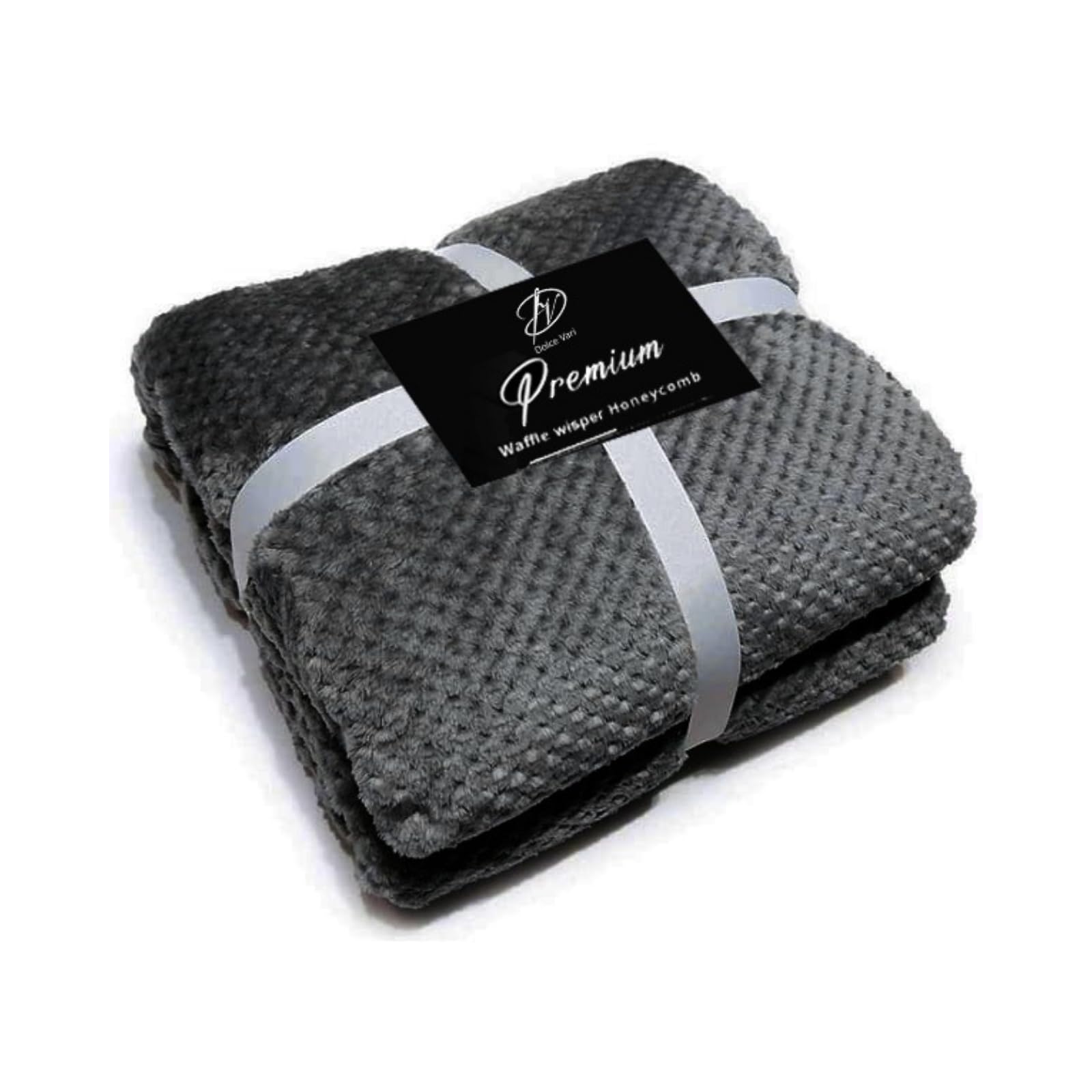 Fleece Waffle Whisper Throw Soft Honeycomb Blanket Luxury Sofa Bed Throw Warm Cozy Blankets Charcoal (King)
