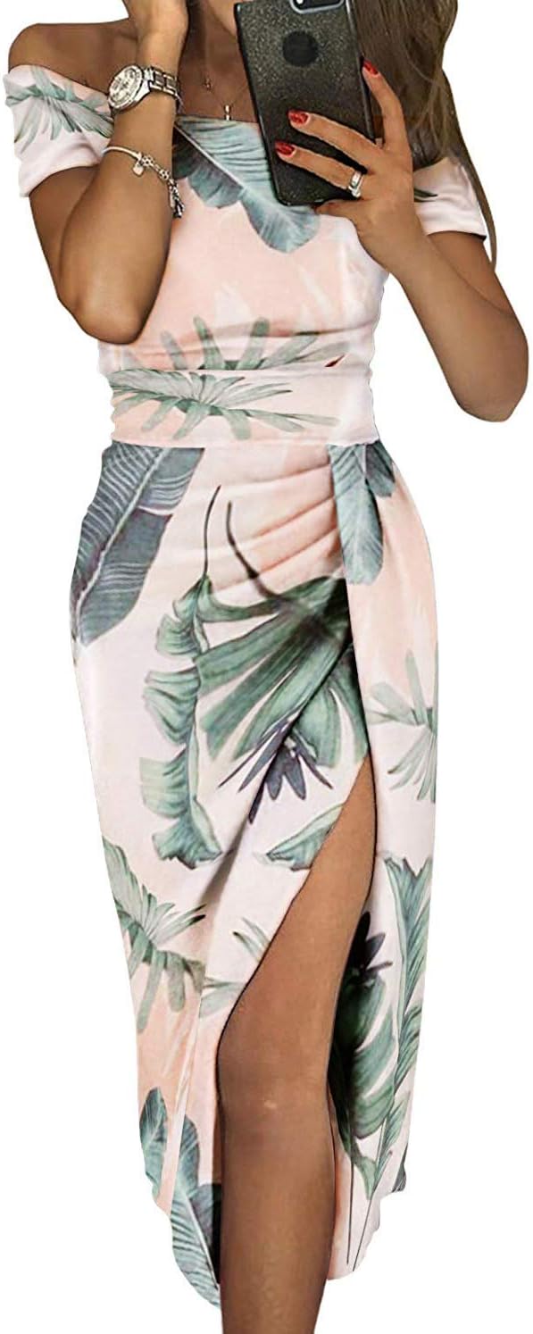 Womens Party Dresses Off The Shoulder Sexy Slit Evening Prom Gown Elegant Formal Dress