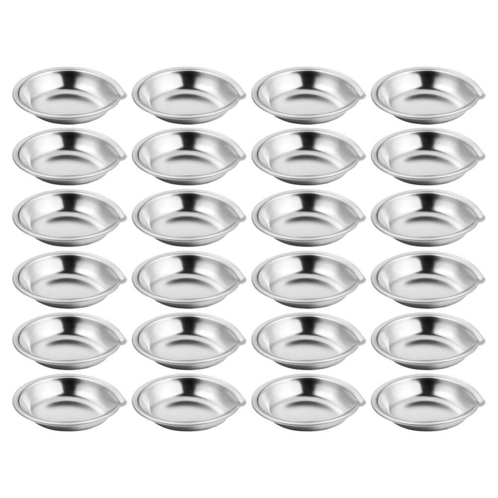 LALAFINAStainless Steel Paint Tray 30pcs Watercolor Makeup Palette with Spout, Small Round Paint Tray Artist Watercolours Paint Mixing Palette Tray for Adults Kids