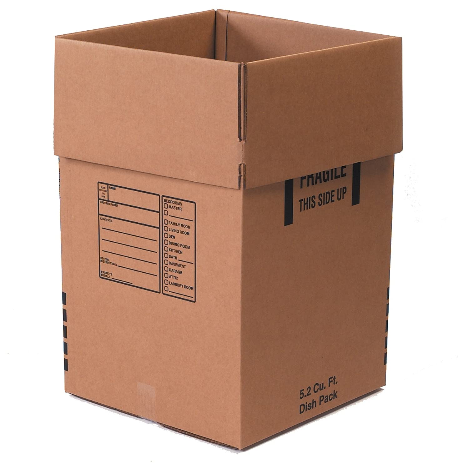 Aviditi 181828DISH Corrugated Cardboard Box 18" L x 18" W x 28" H, Kraft, for Shipping, Packing and Moving (Pack of 5)