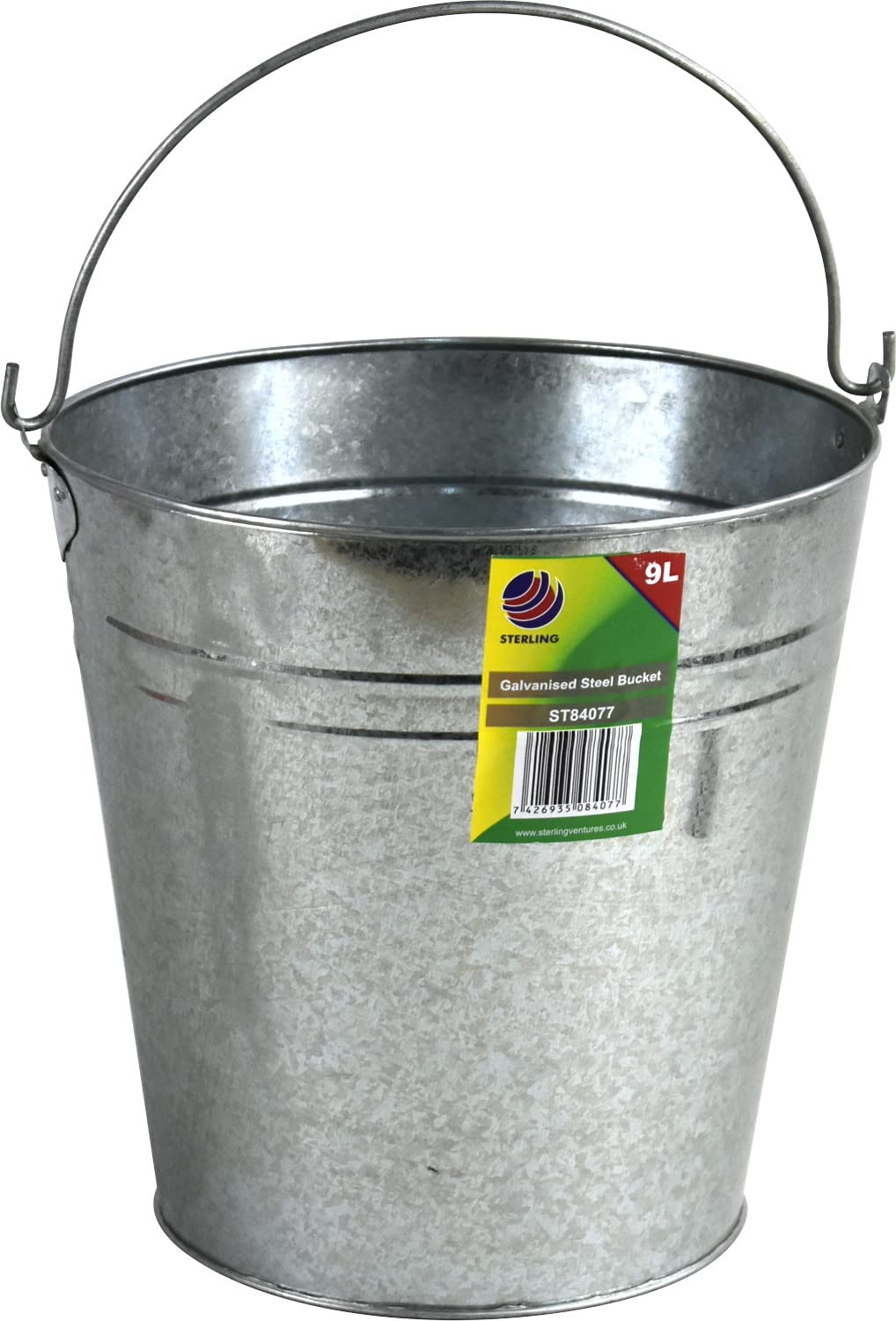 Galvanised Steel Bucket Metal Pail Rust Proof with Steel Handle (9L)