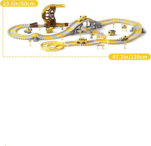 Miniatura 2 de KuKuFun Juguetes de pistas de carreras, regalos para niños de 2, 3, 4, 5 años, 302 piezas de pistas de carreras de construcción, juguetes para