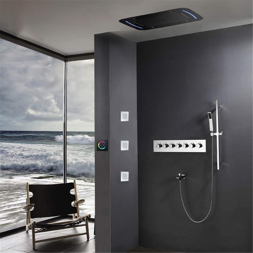 OZBMA Water Tap Bath Shower Systems Led Seven Function Tatic Set, Lift Bar Hand Shower,Shower System