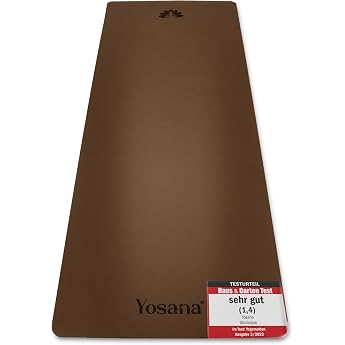Yosana Yoga Mat Made of Natural Rubber | Extremely Non-Slip | Ultra Grip Surface Made of Eco PU | Extra Wide 68 cm | Includes