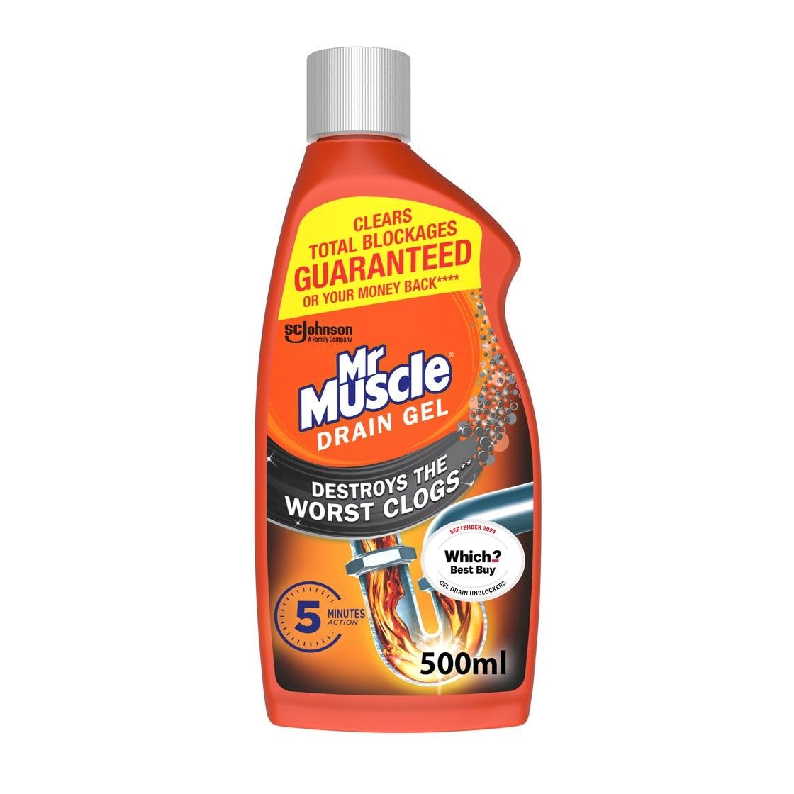 Drain Unblocker, Sink & Drain Cleaner, Fast Acting Heavy Duty Drain Gel, Dissolves Clogs, Works 3x Better Than Bleach, Safe for All Pipes, 500ml