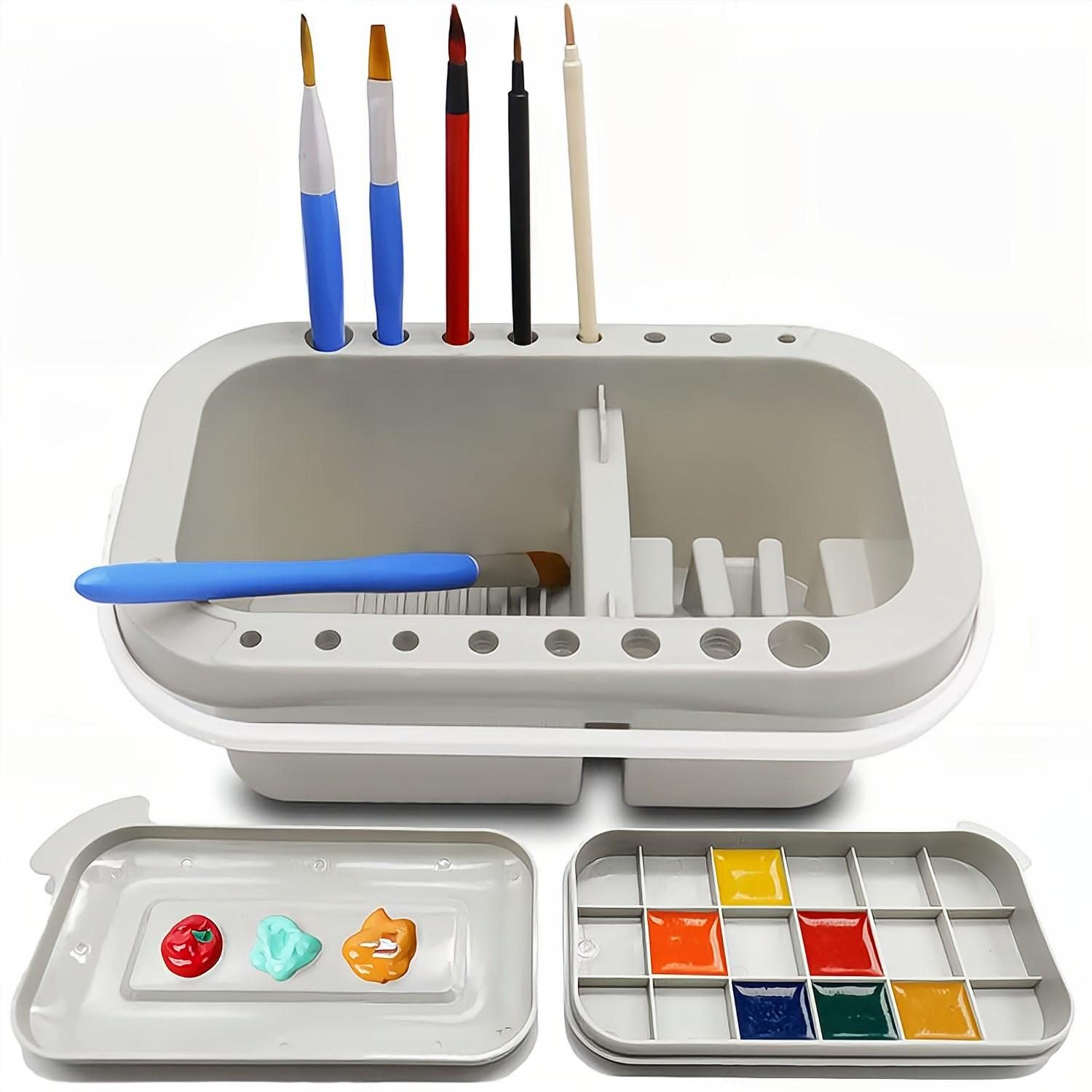 COOLBABYMultifunctional Paint Brush Washer Buckets Storage Box With Palette Drying Tool For Watercolor Oil Painting Creative Art Supplies