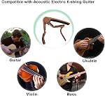 WINGO Capo de guitare en bois, 6 Guitare acoustique à cordes & Accessoires de guitare électrique - pour Ukulele, Basse (couleur de bois foncé, 2 Boîte)