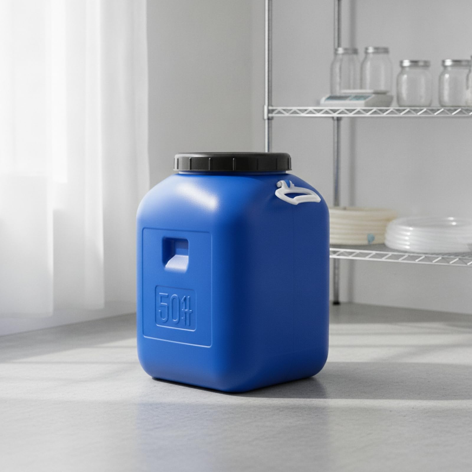 Récipient Rangement Pratique 50 litres Double Couvercle Hermique Ouverture Generale pour Stockage Aliments P Food Divers Suitable pour Gar Manger,