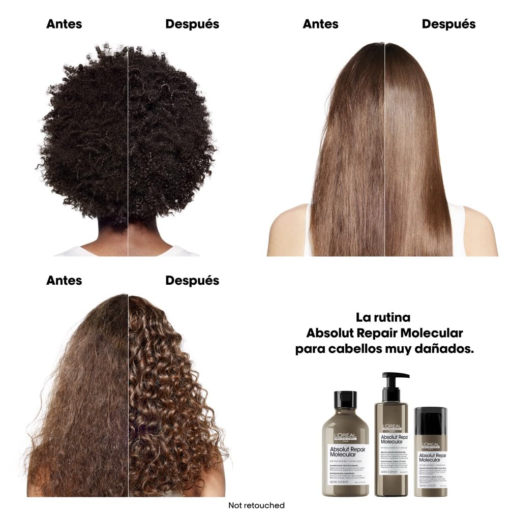 L’Oréal Professionnel, Absolut Repair Molecular Mascarilla Reparadora Sin Aclarado, Textura Crema, Repara Daños y Fortalece, Termoprotección, Fórmula Patentada, para Cabello Dañado