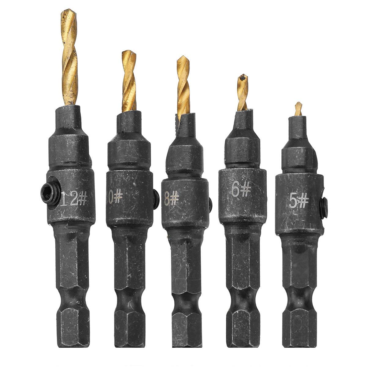 Set de foret de chanfreinage pour bois kit de 5 pièces outils de quincaillerie de précision