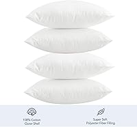 Vista 2 de CRAFTSWORTH Juego de 4 rellenos de almohada de polialgodón ligero de 20 x 20 pulgadas, relleno de funda para cama y sofá, almohadas decorativas