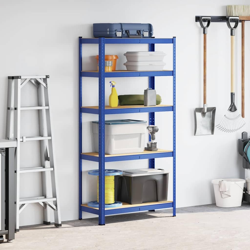 Scaffalatura per carichi pesanti con 5 ripiani regolabili in altezza, 90 x 40 x 180 cm, colore blu, in acciaio zincato, portata 875 kg