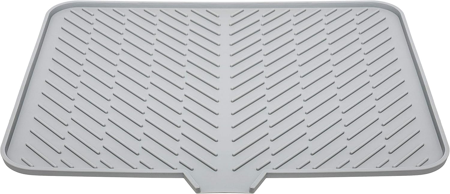 HomeEssentials Silicone Dish Drying Mat for Kitchen - Built-in Drain Lip | Hygienic Drying Pad - Sturdy Compact Easy to Clean Tray Protects Surfaces Prevents Water Build Up - 23 X 17 Inches (Grey) (B0D9D8FTQT) Amazon Price History, Amazon Price Tracker