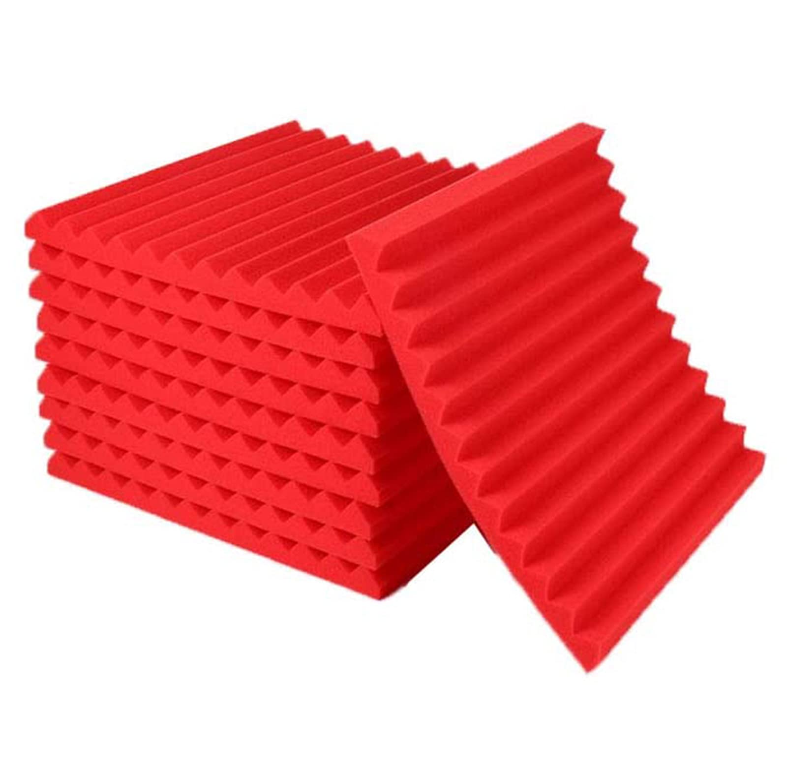 12-pak Paneli Akustycznych Dźwiękoszczelny Panel ścienny Z Pianki Studyjnej Do ścian Panele Dźwiękochłonne Panele Dźwiękochłonne Klin Do Sufitu Home 12 "X 12" X1 "(Color:Czerwony)