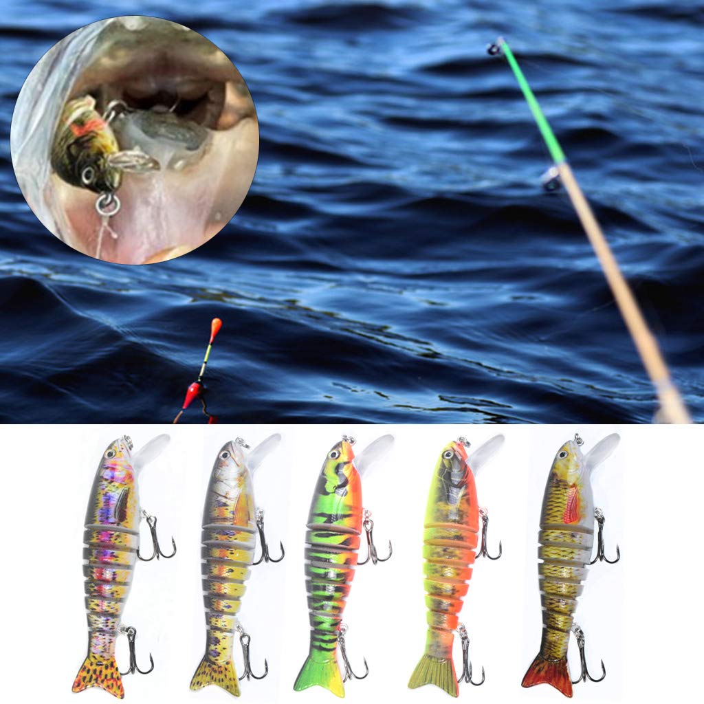 Juego de cebos de pesca con cuchara para trucha, lubina, salmón, 4.3 pulgadas, multiarticulados, cebos de pesca lentos y duros