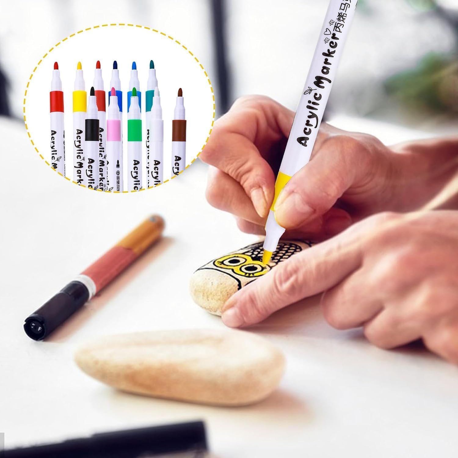 SUPER TOY 24 Shades Acrylic Marker Paint Pens, Colors Acrylic Markers for Wood, Canvas, Stone, Rock Painting, Glass, Ceramic Surfaces, Scrapbooking, Fabric, Plastic Card Making DIY Craft - Image 4 thumbnail