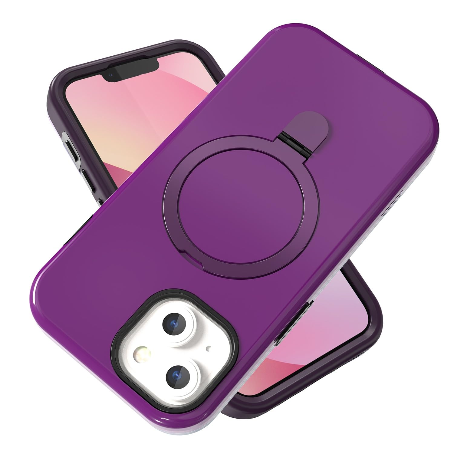 Coque iPhone 15 Plus antichoc robuste, housse arrière bague support compatible aimant - 8