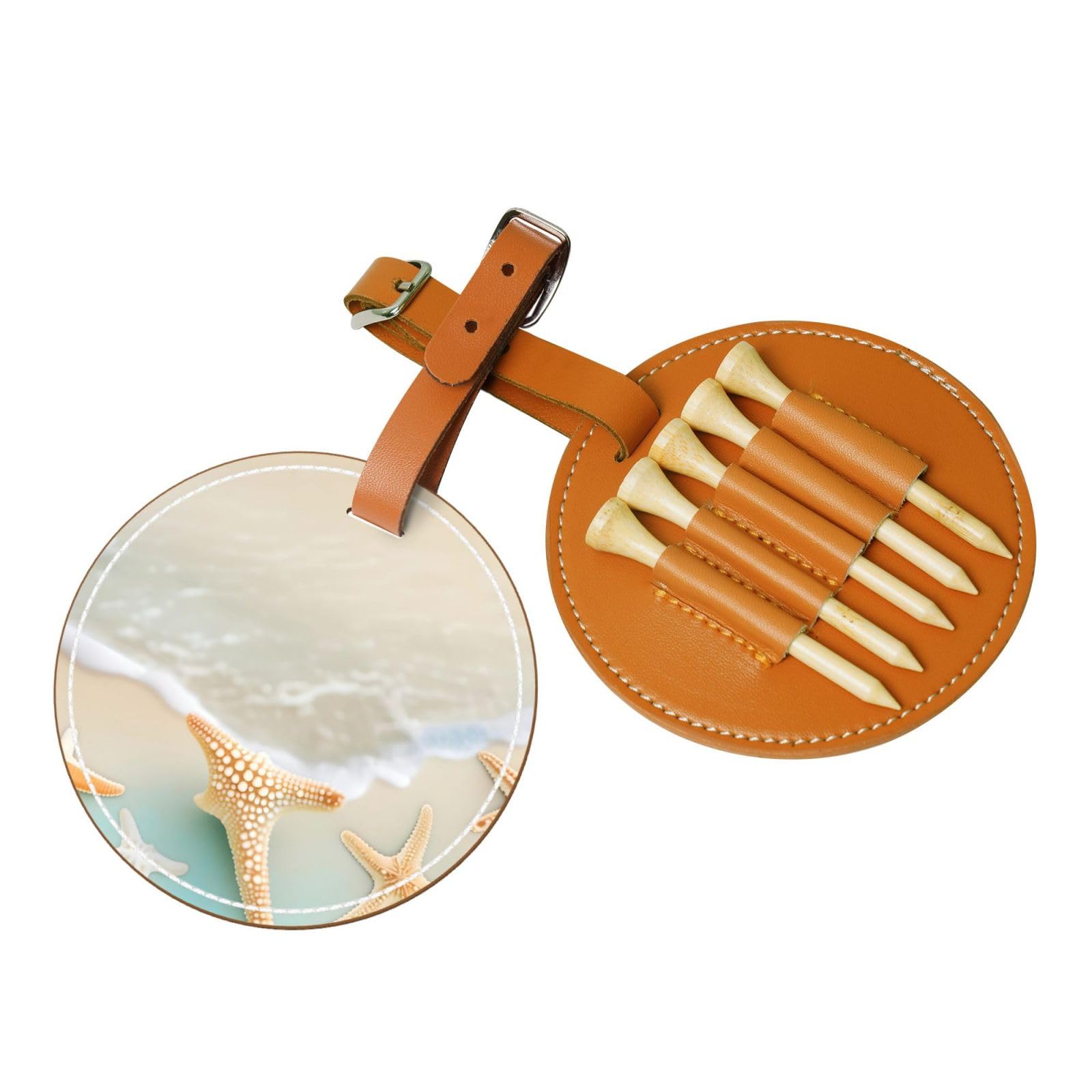 WXXWXD Beach Starfish Printed Golf Tee Storage Bag - Portable Storage, Easily Organize Tees