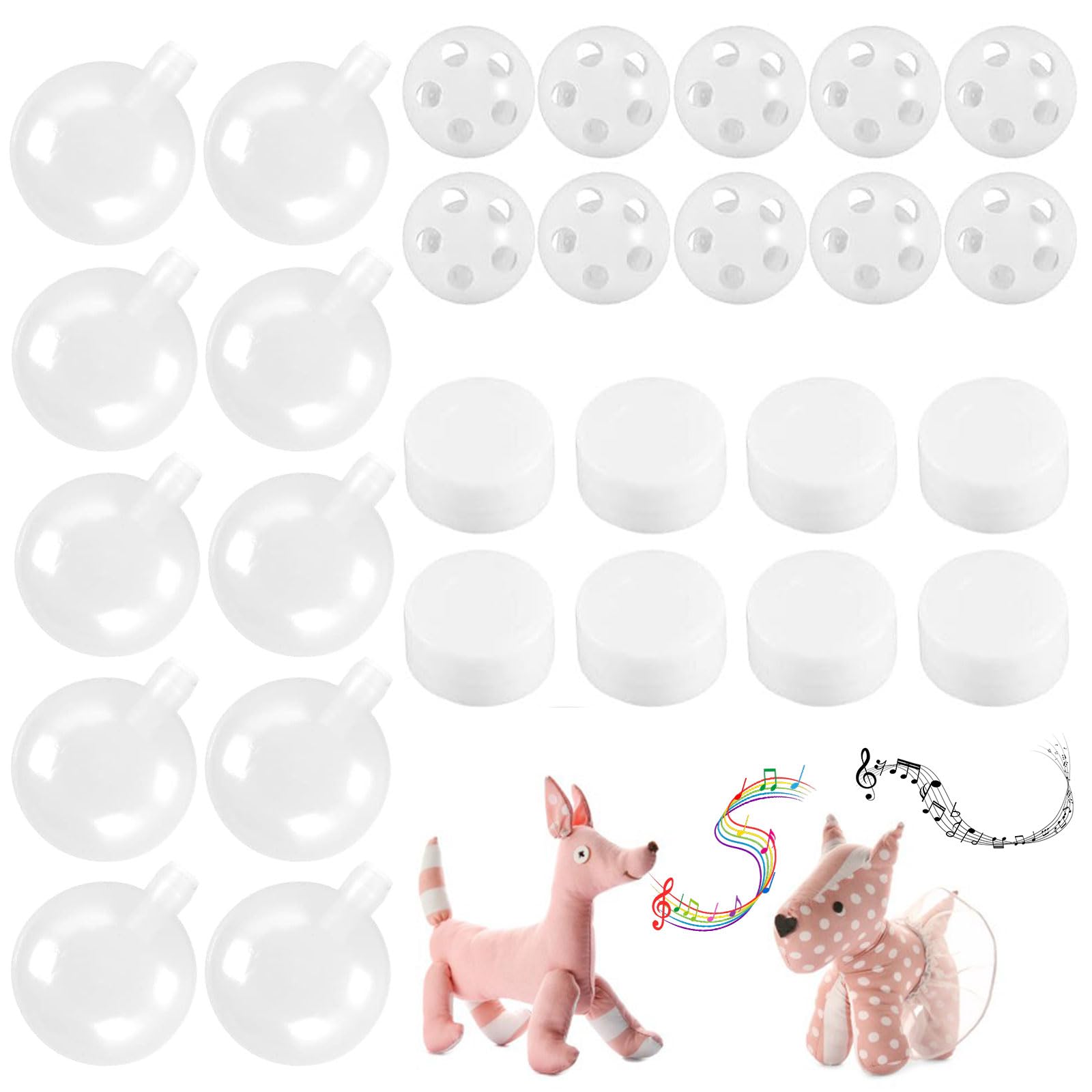 Bola de Caja Sonajeros Bebe,30 PCS Chirriadores para Juguetes,Squeakers Juguete,Chirriadores Juguetes Sonajeros,Bolas de Sonajero para Coser,Cajitas Sonajeros Cascabeles,para Costura Manualidades