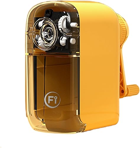 Sacapuntas profesional de manivela para bocetos, sacapuntas manual de alta resistencia 6-0.335 in, sacapuntas de arte de punta larga (amarillo pera,