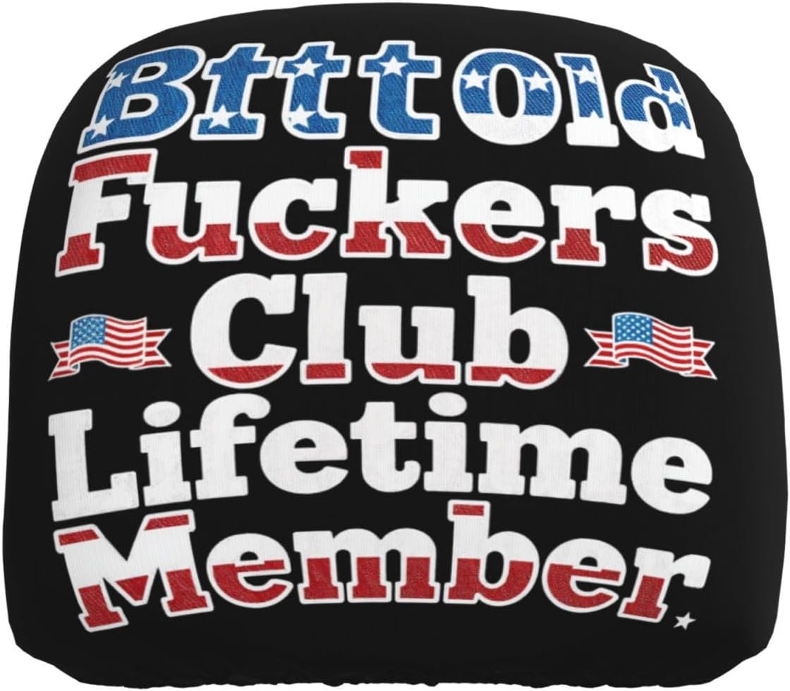 Bitter Old Fuckers Club Lifetime Member Car Headrest Cover 2pcs Cars Seat Head Rest Protector for Auto Front Seat Rest Decoration Universal Car Headrests Slipcover‌