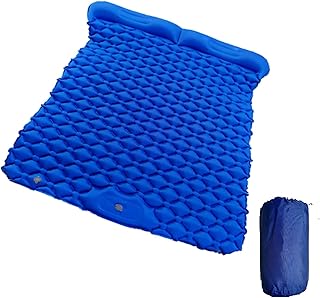 GGZONE Colchão de acampamento tapete de acampamento ao ar livre bomba embutida para inflação rápida colchão inflável 1-2 homem almofada de dormir tapete de ar (cor: 1 homem laranja) (1 homem azul) belo cenário