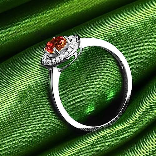 Bague 4 griffes en argent massif et oxyde de zirconium ovale rouge - 5