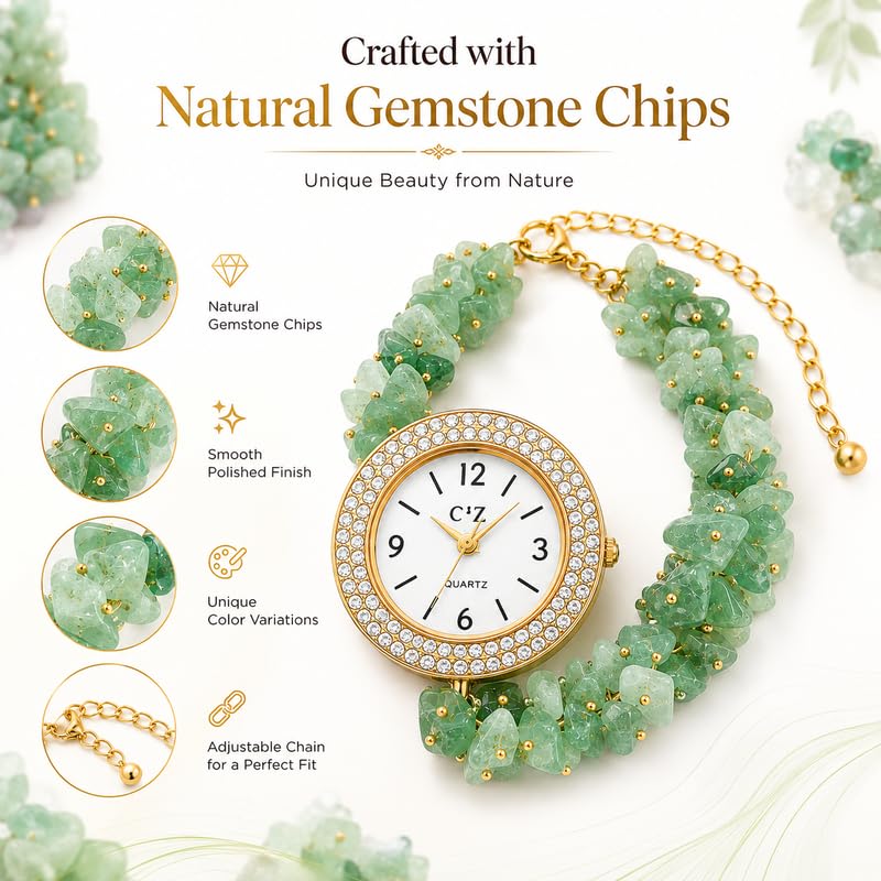 Image of Inspired Natural Gemstone Bracelet Watch for Women