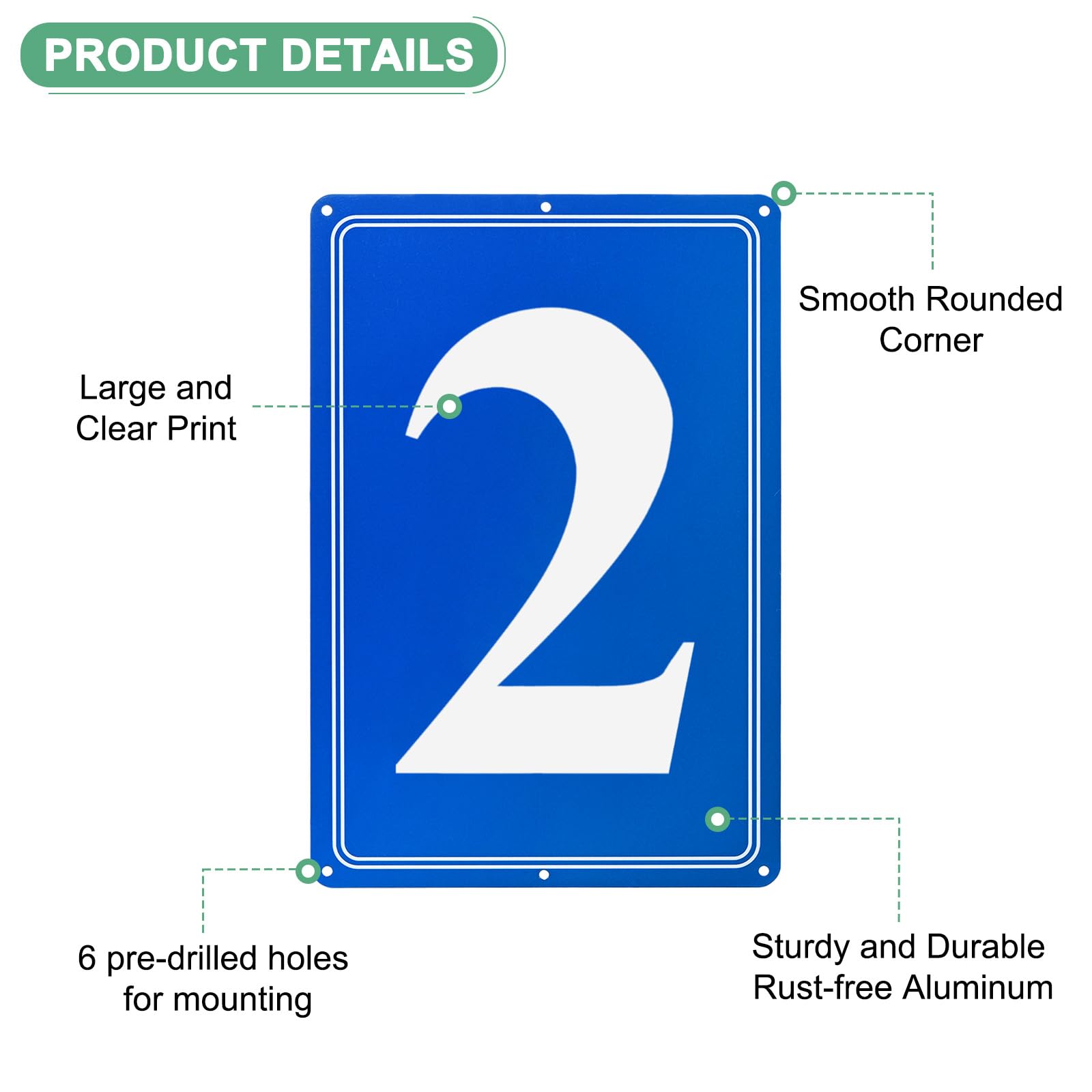 M METERXITY Aluminum Number Sign 2, 11.8 Inch House Numbers and Metal Letters, Parking Spot Letter Signs - Image 2