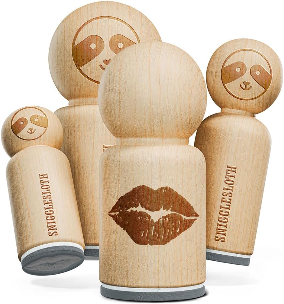 Realistic Juicy Lips Kiss Smooch Rubber Stamp for Stamping Crafting Planners - 1/2 Inch Mini