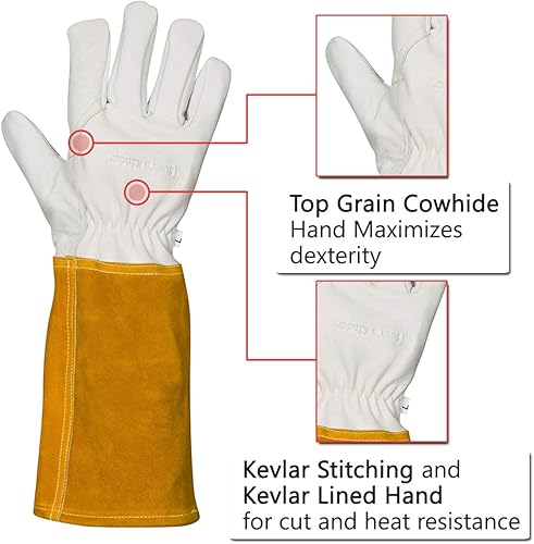 Miniatura 10 de Suse's Kinder Guantes de manejo de animales Acolchado de cuero para perros, arañazos de gato,Guantes de halcón de pájaro Agarrando reptil ardilla