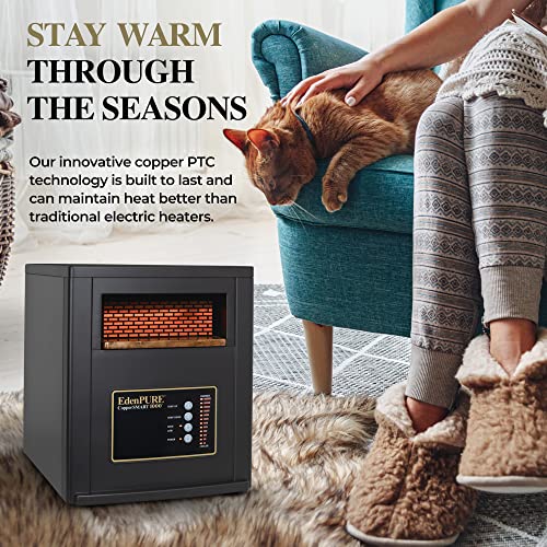 EdenPURE CopperSMART Electric Space Heater - ETL Listed, 1000 to 1500 Watt Portable Heater for Large and Small Rooms - Energy Efficient, Infrared, Lifetime Filter