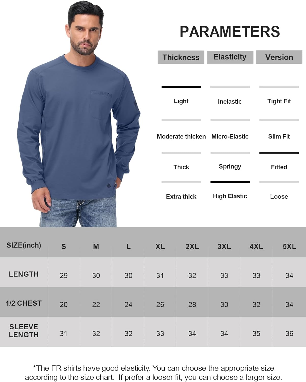 FR Shirts for Men 5.5OZ Lightweight Stretch Patriot Baseball T-Shirt Work Shirt - Image 6