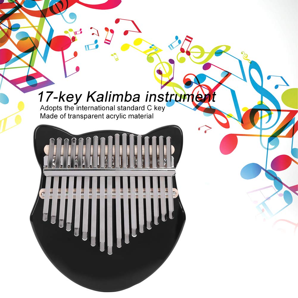 Kalimba Thumb Piano, Kalimba Crystal Fox Shape Thumb Piano Kit 17 Key Beginner Music Instrument with Bag for Decoration and Pratice (czarny) Instrument przyciskowy