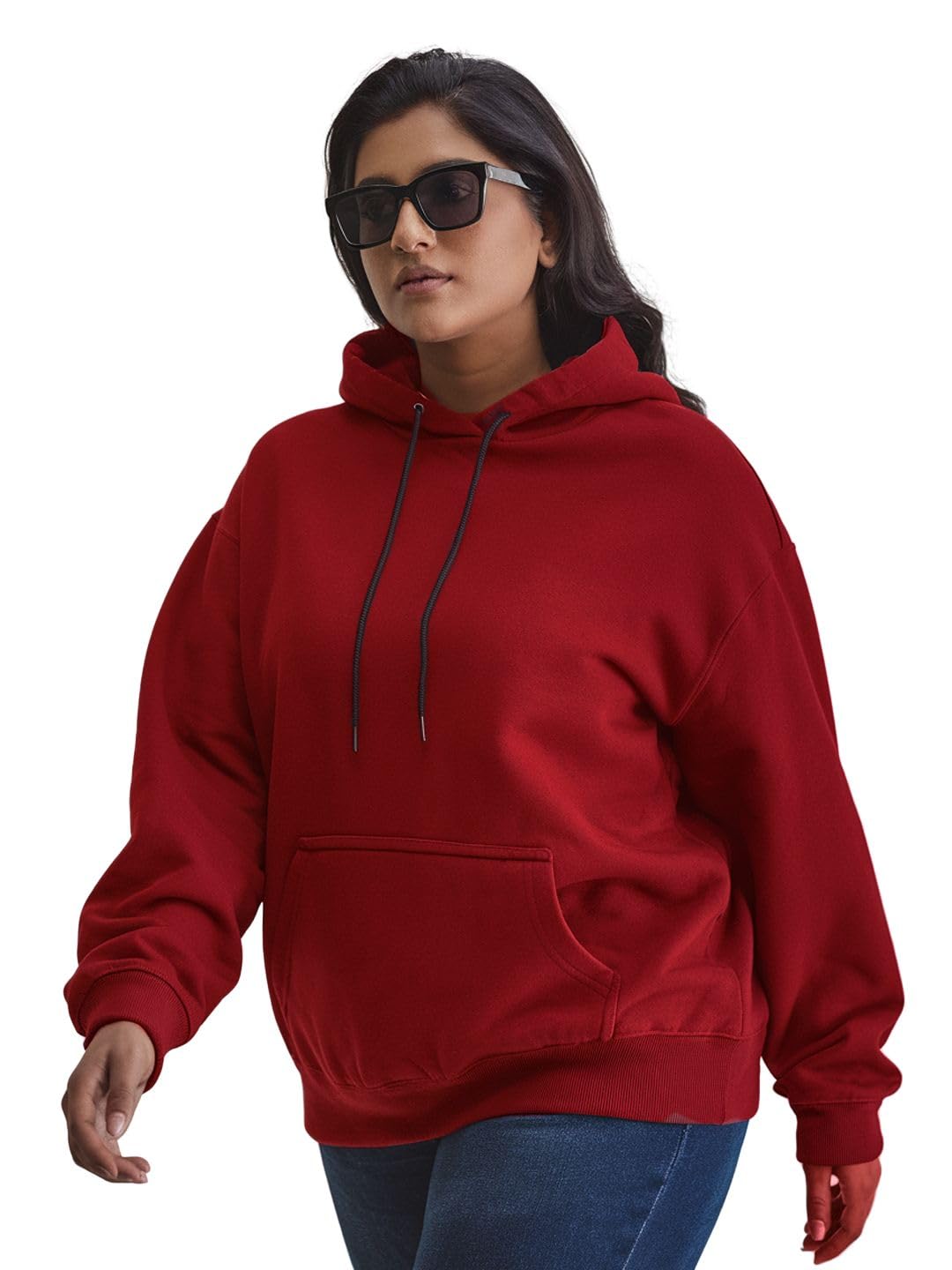 Womens Fleece Sweatshirt Hoodie Solid…-image-30