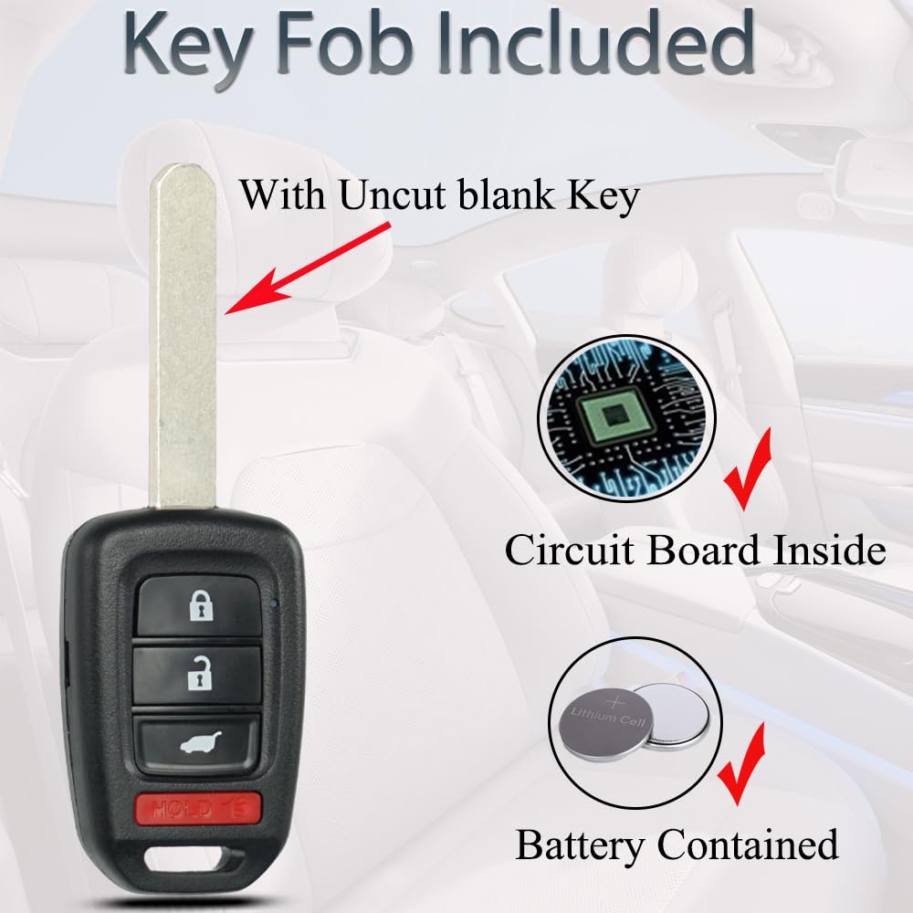 Genuine Honda OEM Keyless Entry Remote Head Key Fob – Fits 2017-2018 CR-V & Civic (MLBHLIK6-1TA) 5 thumbnail image