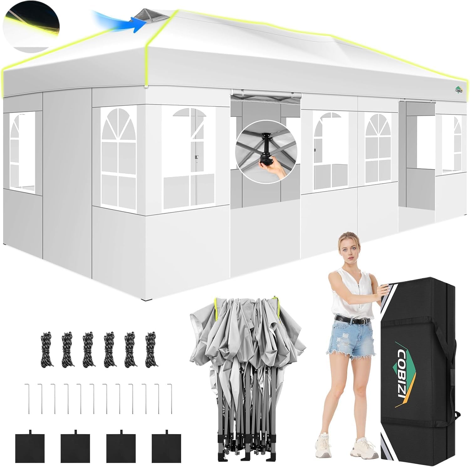 XMTECH Faltpavillon 3x6m - Mit Seitenteilen & Höhenverstellbar
