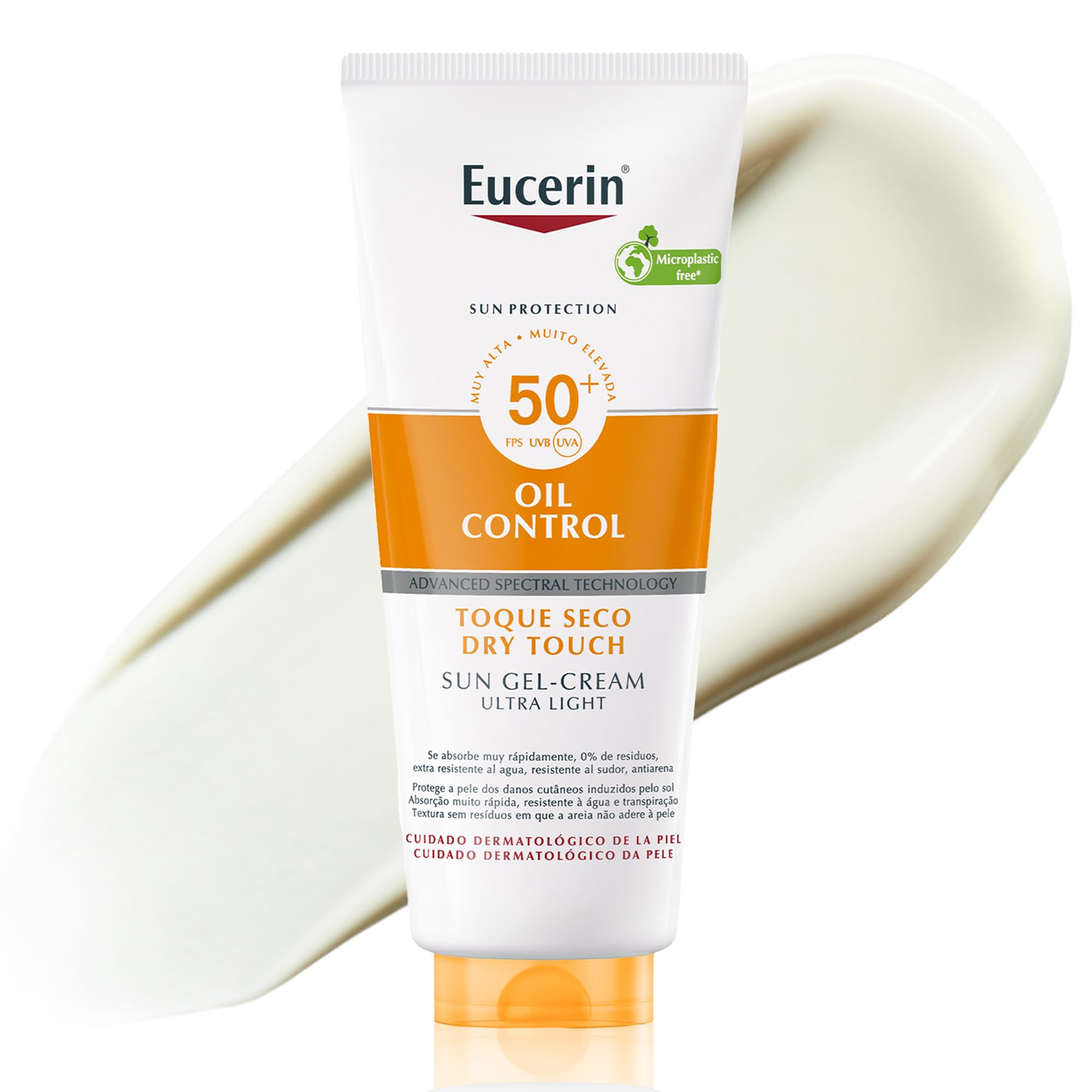 Eucerin Sun Body Oil Control Gel-Crema FPS 50+ (200 ml), protección solar 50+ en gel con filtros UVA/UVB, crema para el sol antibrillos, protector solar para piel grasa, mixta y con tendencia acneica en oferta en Amazon