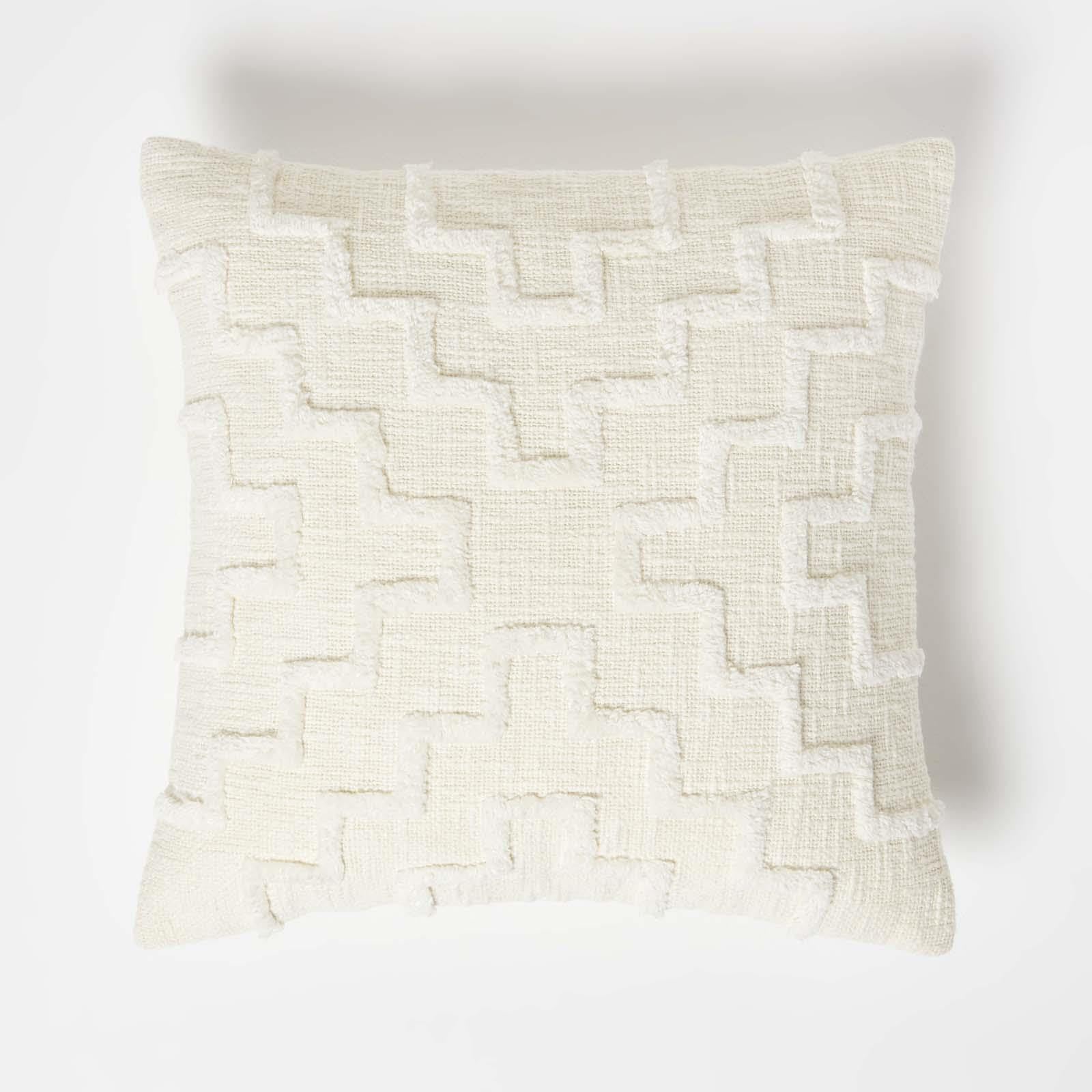 Homescapes Geometric Natural Tufted Cotton Cushion 45 X 45 Cm from B&Q