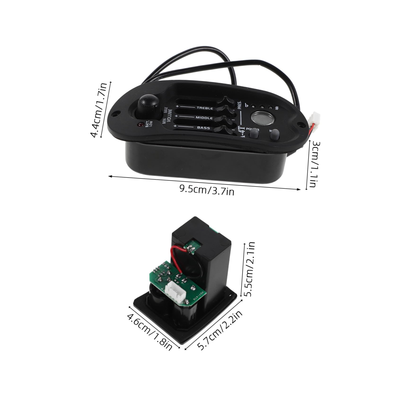 minkissy Set 1 Preamplificatore Pickup per Chitarra Acustica ed Elettrica con Equalizzatore a 4 Bande, Sintonizzatore Lcd, Plastico e Metallo, per Registrazioni e Performance Live