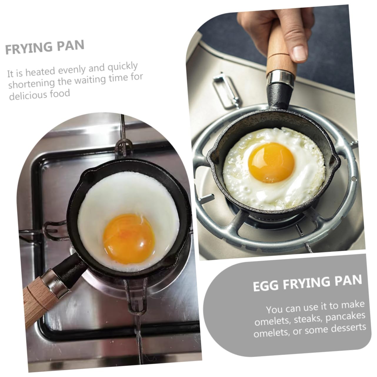 Cabilock Mini Non Stick Egg Frying Pan Multifunctional Cooking Tool for Eggs Breakfast Cast Skillet for Home Restaurant Use Easy to Clean Heat Evenly