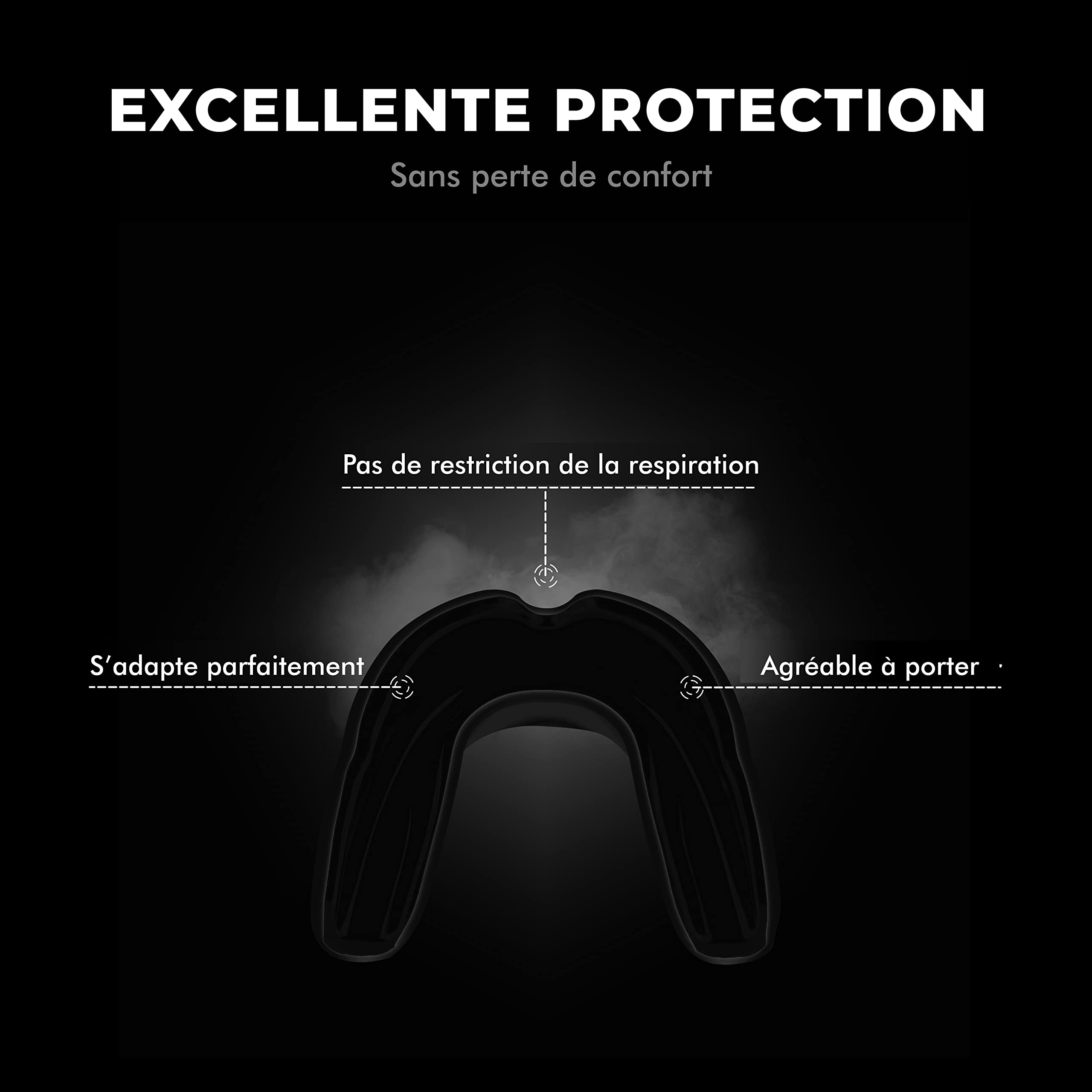 FIGHTR® Protège-Dents - pour Une Respiration idéale et Facile à Ajuster | Protège-Dents Sport pour la Boxe, Le MMA, Le Muay Thai, Le Hockey et Les Arts Martiaux | Boîte d'hygiène Incluse
