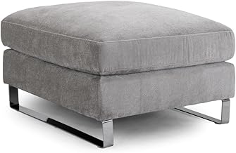 Honeypot Sofa - Kingston Footstool for Living Room - Soft Grey Chenille Upholstered Footrest | Setup Included | Made in EU | Built to Last (Grey, Footstool)